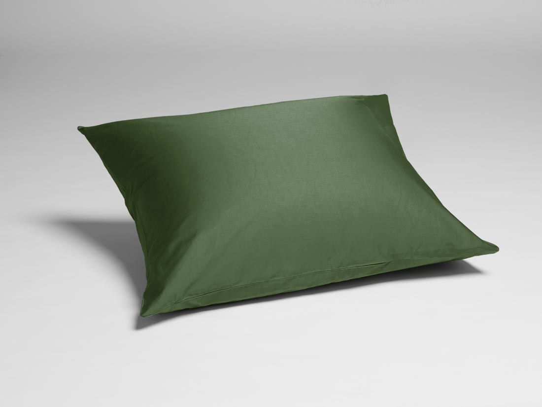 Parure de lit satin de coton double face vert olive