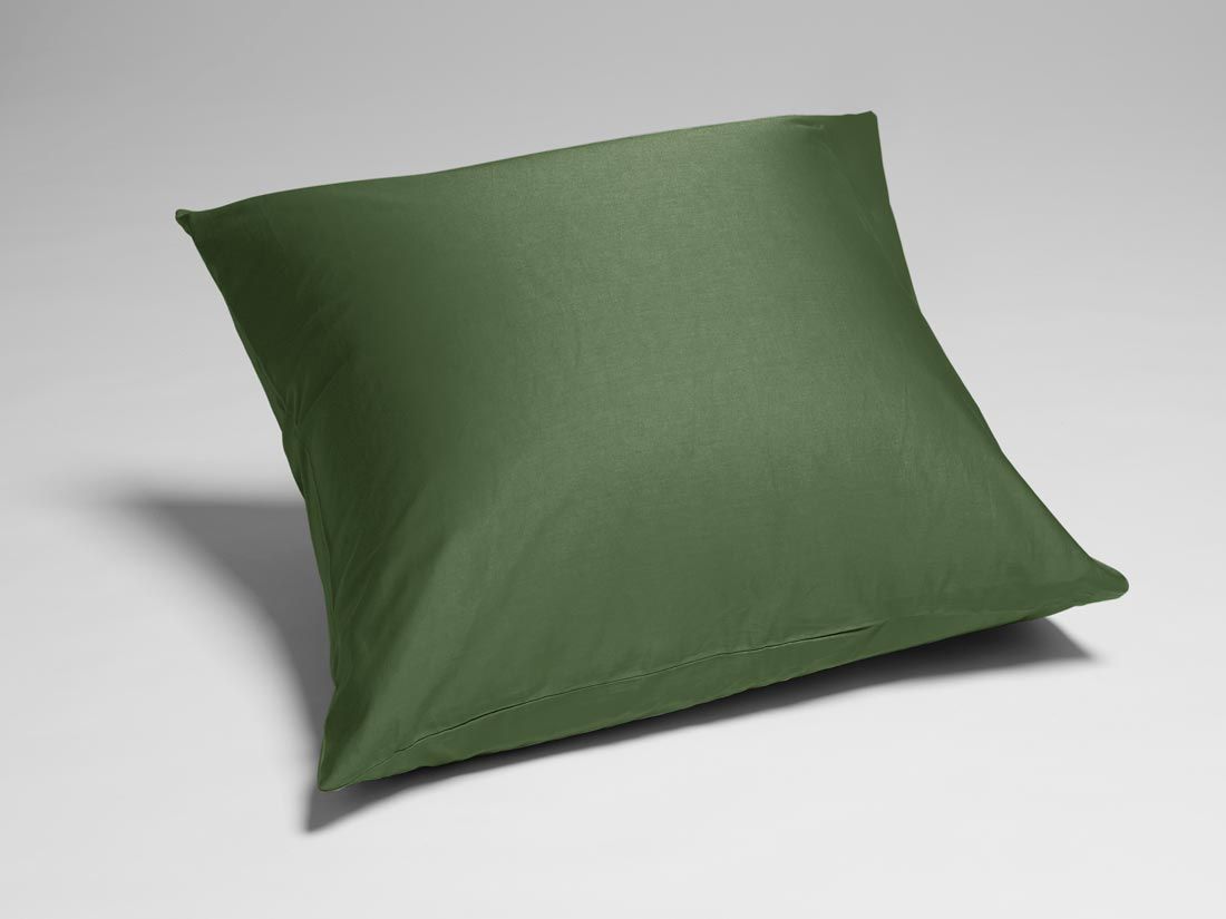 Parure de lit satin de coton double face vert olive