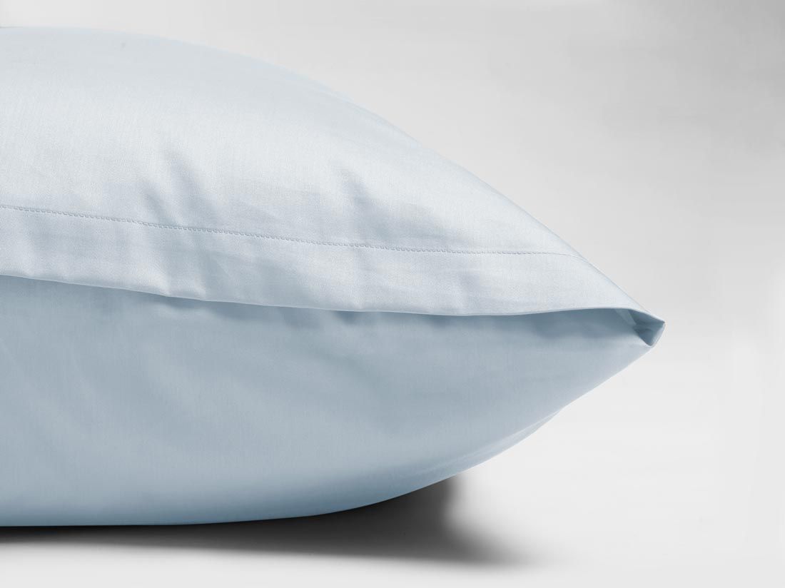 Parure de lit satin de coton double face bleu