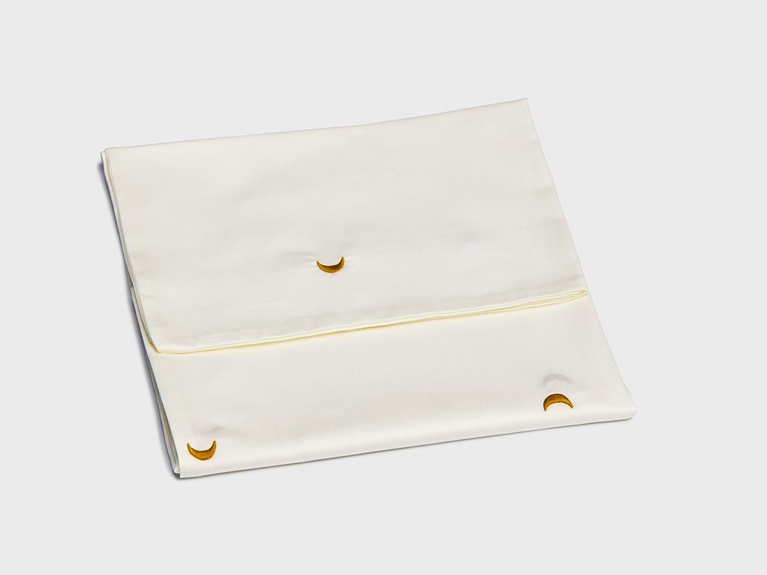 Kissenbezug Baumwollsatin Warm White/Ochre Moon