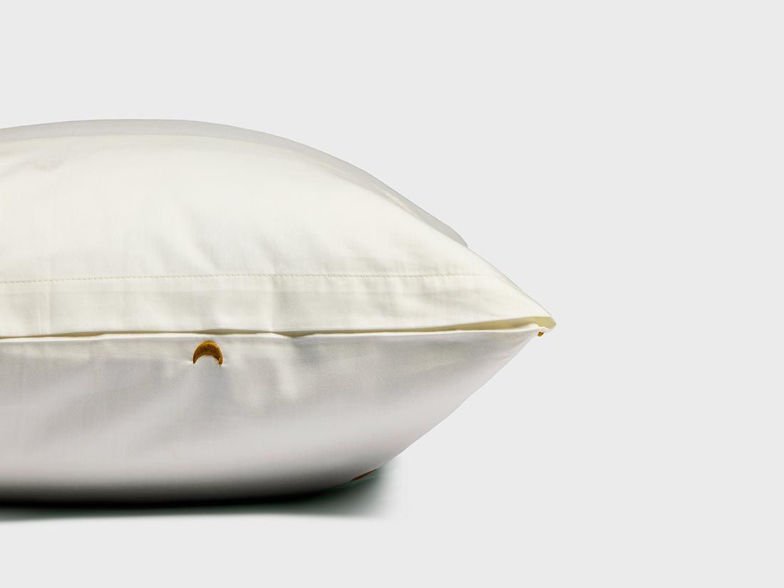 Kissenbezug Baumwollsatin Warm White/Ochre Moon