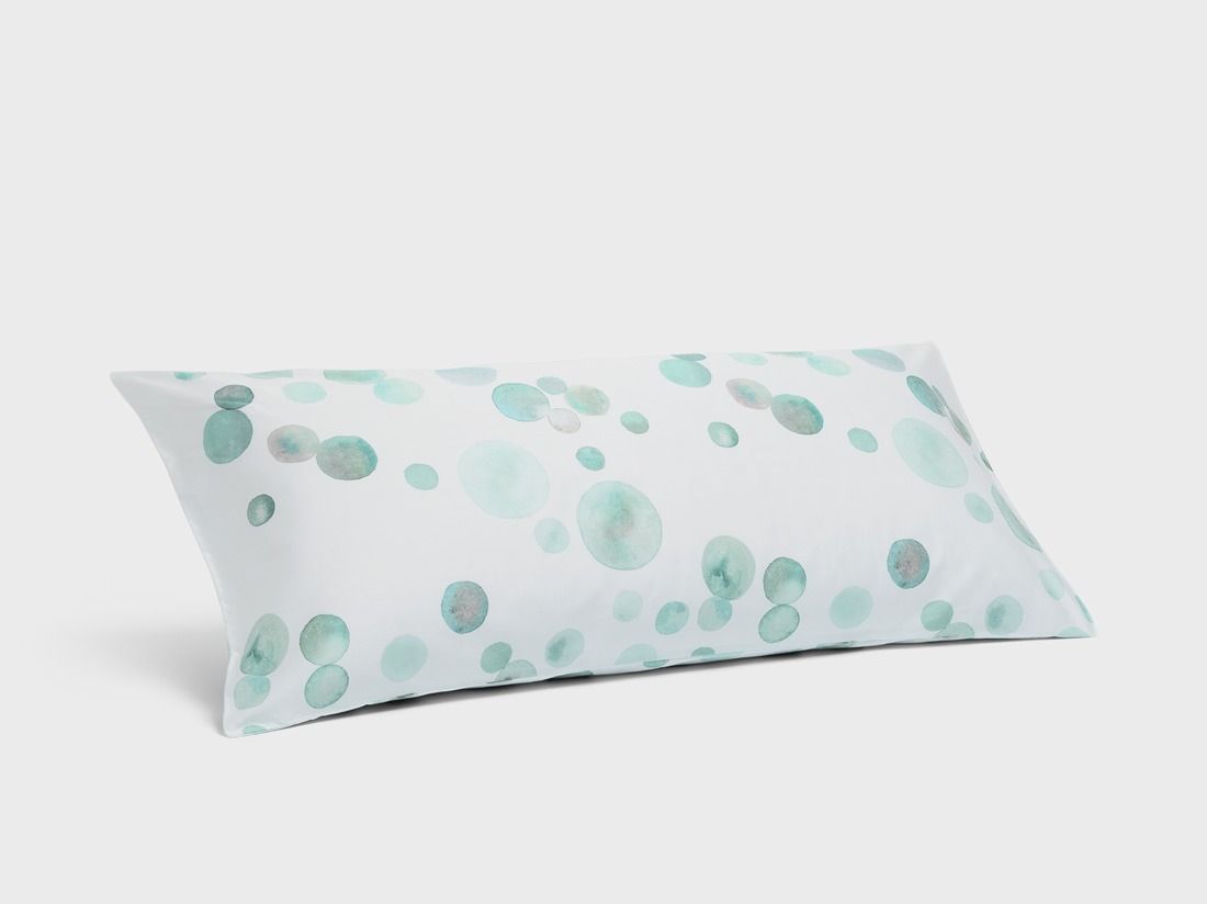 Kussensloop katoensatijn watercolor dots sea green