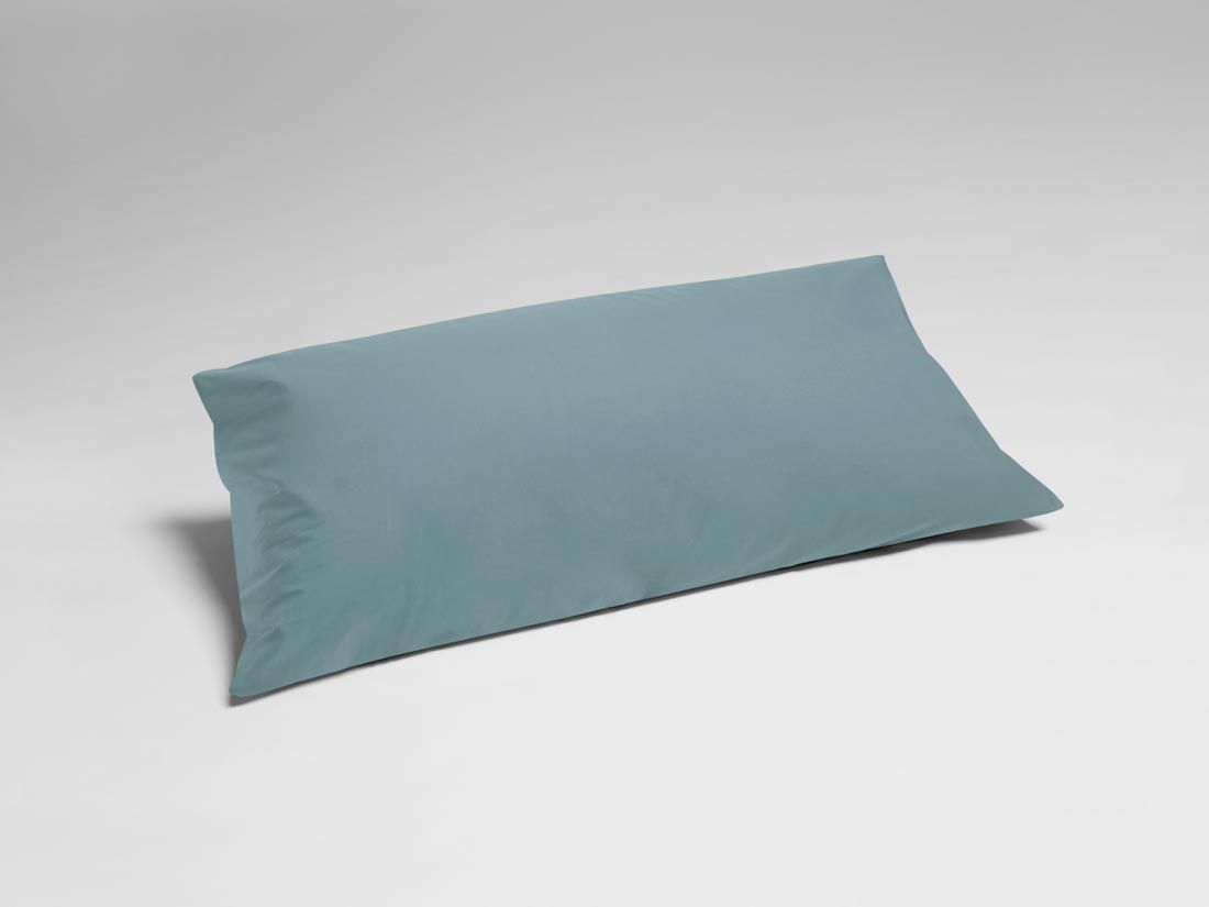 Taie d'oreiller percale de coton bleu pétrole