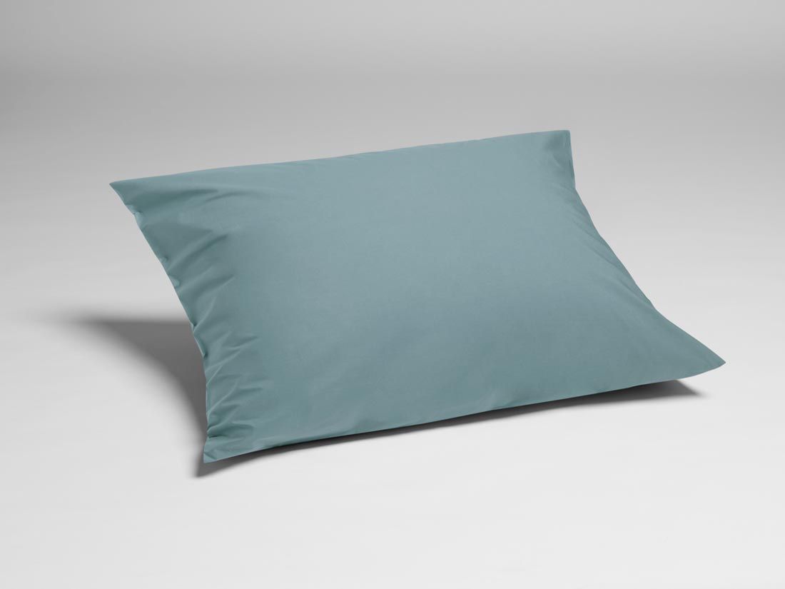 Taie d'oreiller percale de coton bleu pétrole