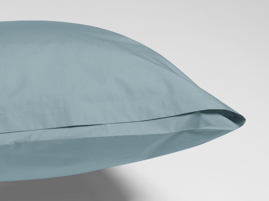 Taie d'oreiller percale de coton bleu pétrole