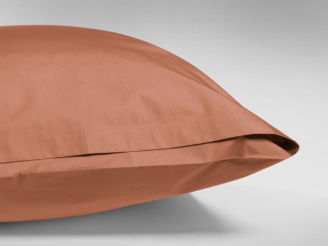 Parure de lit percale de coton double face terracotta/rouge rouille