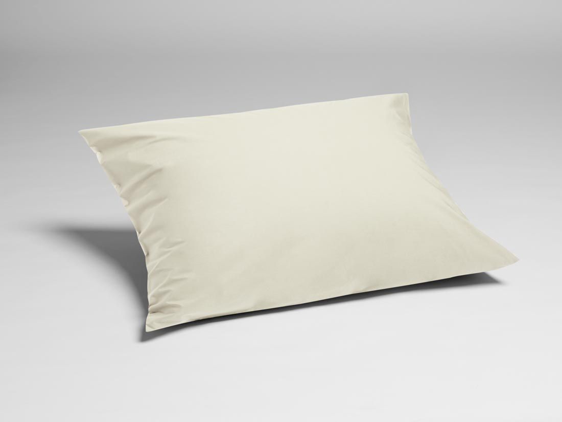 Taie d'oreiller percale de coton blanc sable