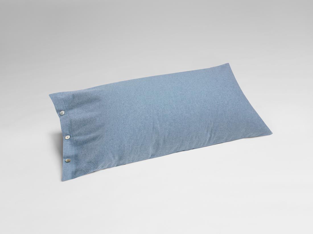Taie d'oreiller flanelle de coton bleu clair