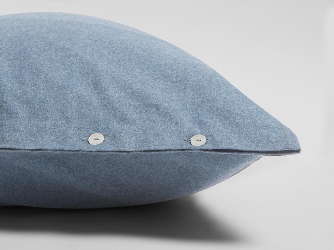 Taie d'oreiller flanelle de coton bleu clair