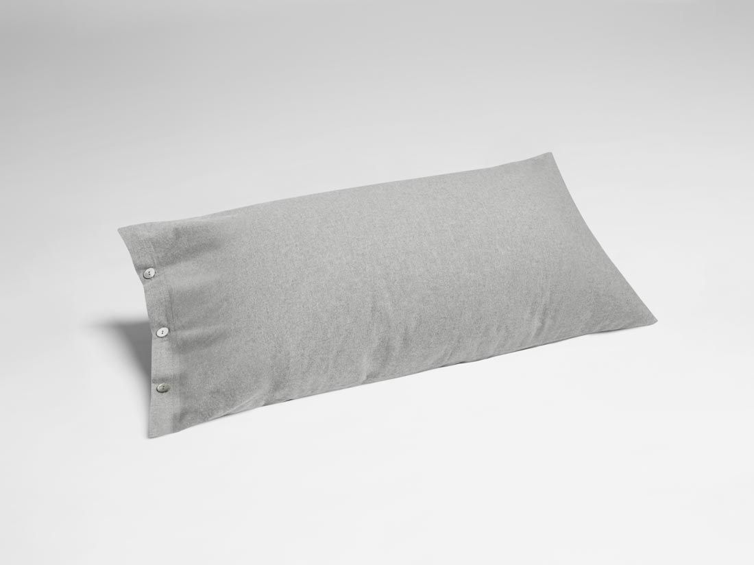Taie d'oreiller flanelle de coton gris clair