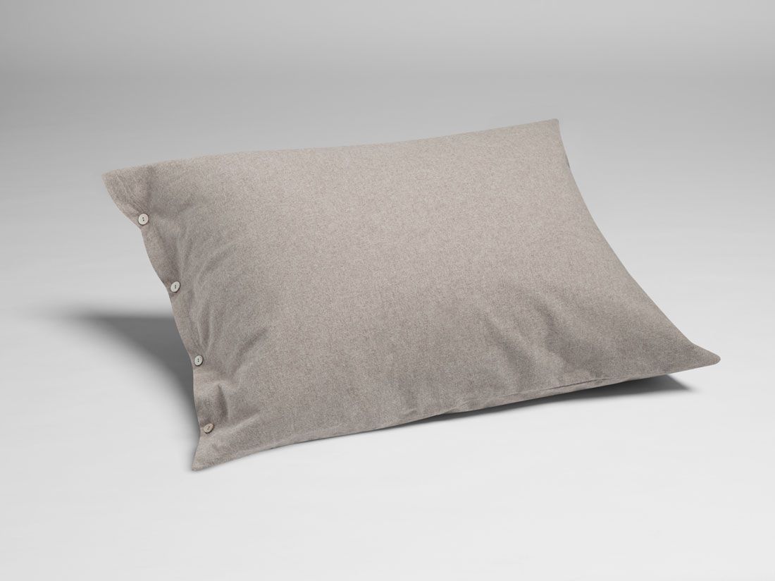 Taie d'oreiller flanelle de coton marron pierre