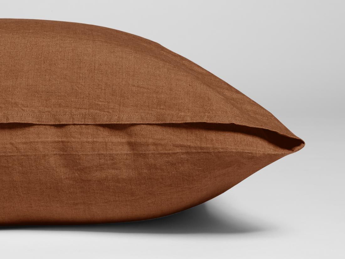Parure de lit lin lavé almond brown 140x220 + 1/60x70