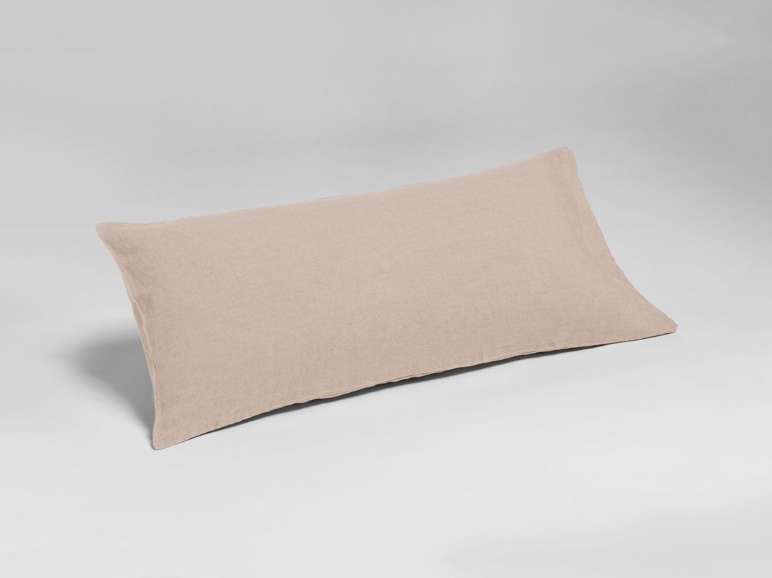 Taie d'oreiller lin lavé rose poussiéreux