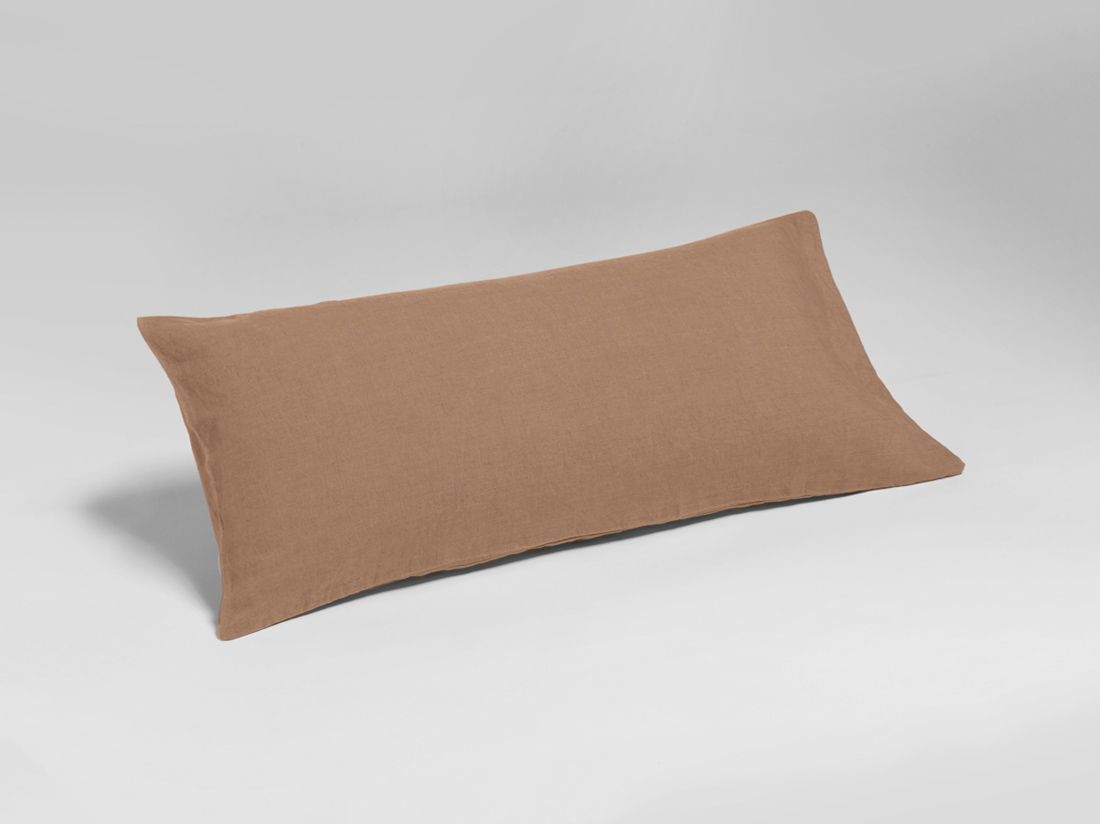 Taie d'oreiller lin lavé noisette