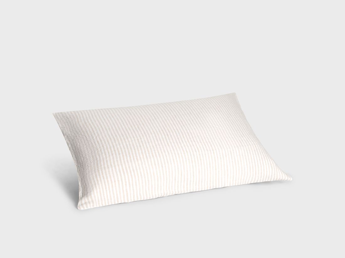 Pudebetræk vasket hør natural stripe