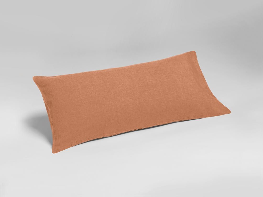 Taie d'oreiller lin lavé terracotta