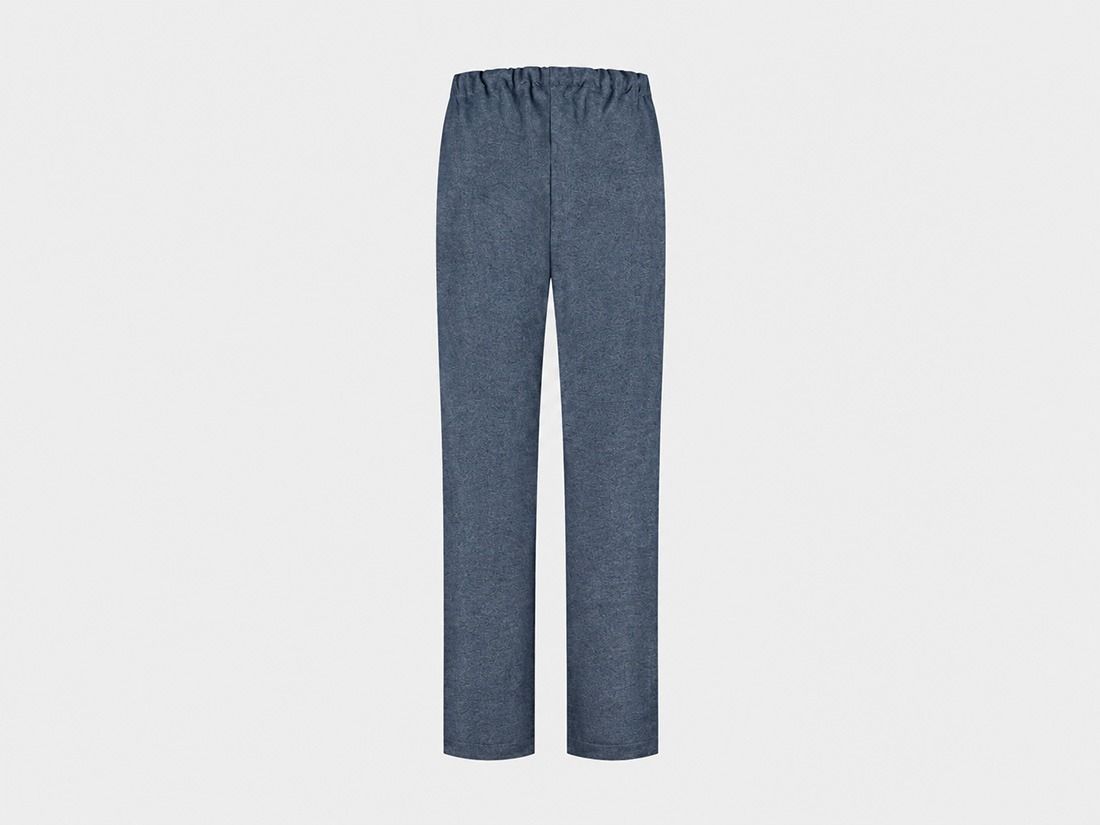 Pyjamabroek heren flanel denim blue