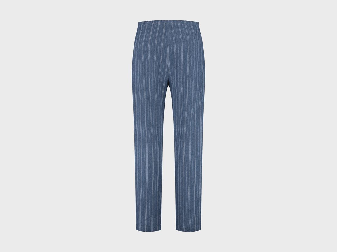 Pyjamahose Herren Flanell Denim Blue/white Stripe