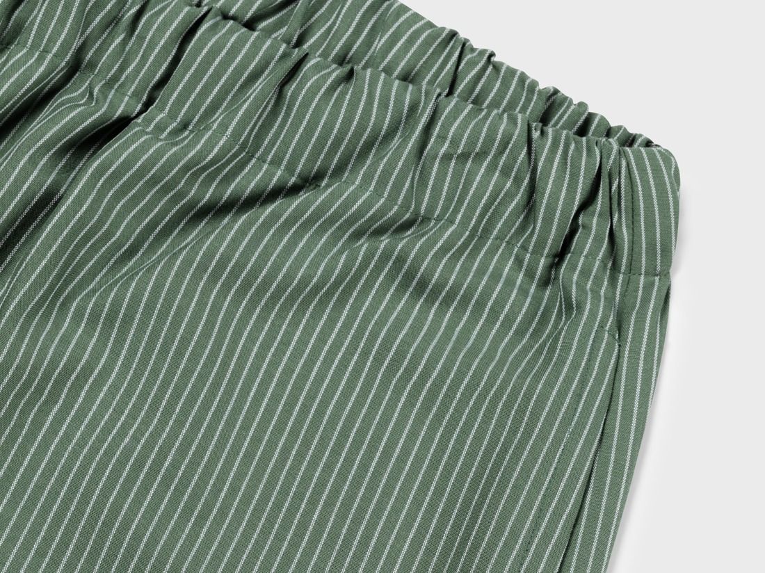 Pyjamasbyxor unisex bomull TENCEL™ green/white stripe