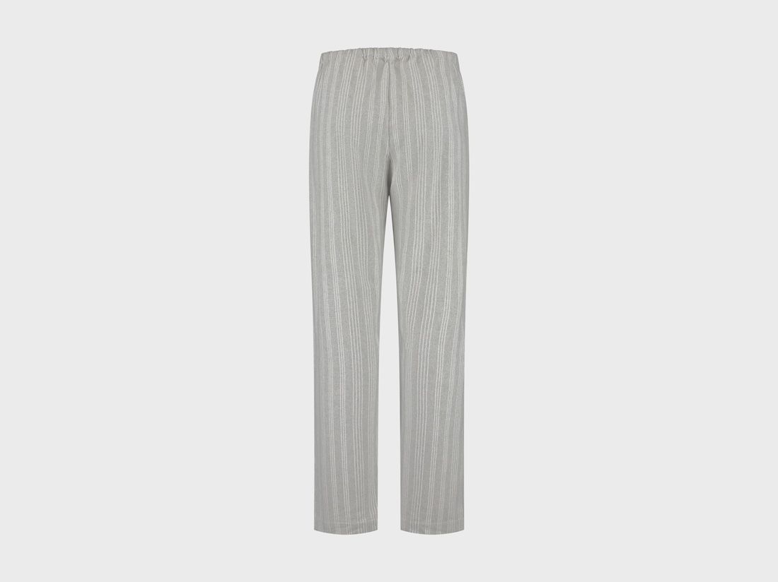 Pyjamasbyxor dam flanell light grey/white stripe