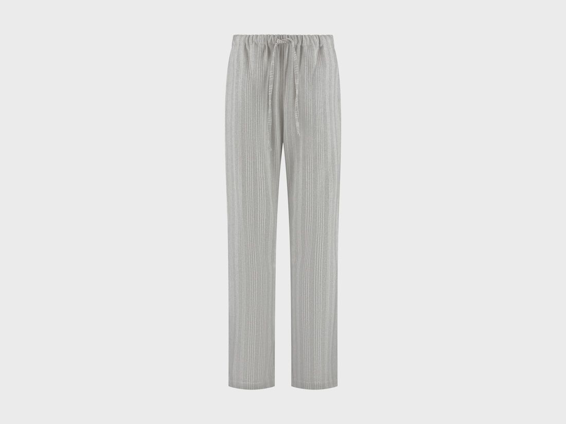 Pyjamaset dames flanel light grey/white stripe