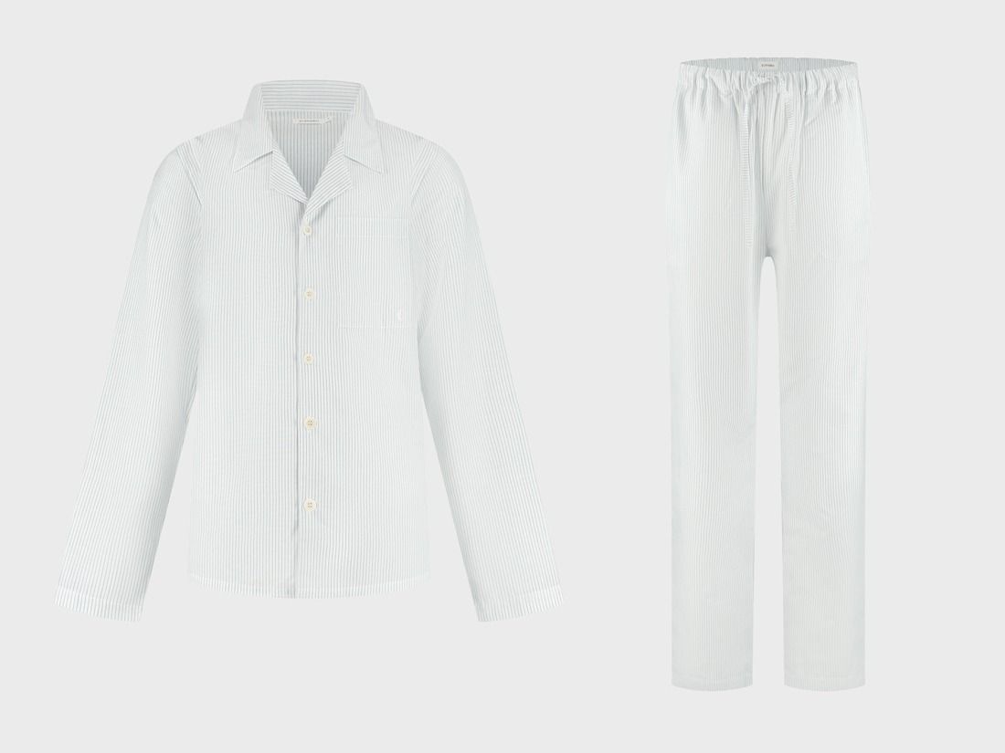 Pyjamasset herr bomull TENCEL™ white/blue stripe