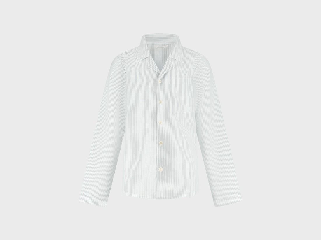 Pyjamaoberteil Herren TENCEL™ White/Blue Stripe