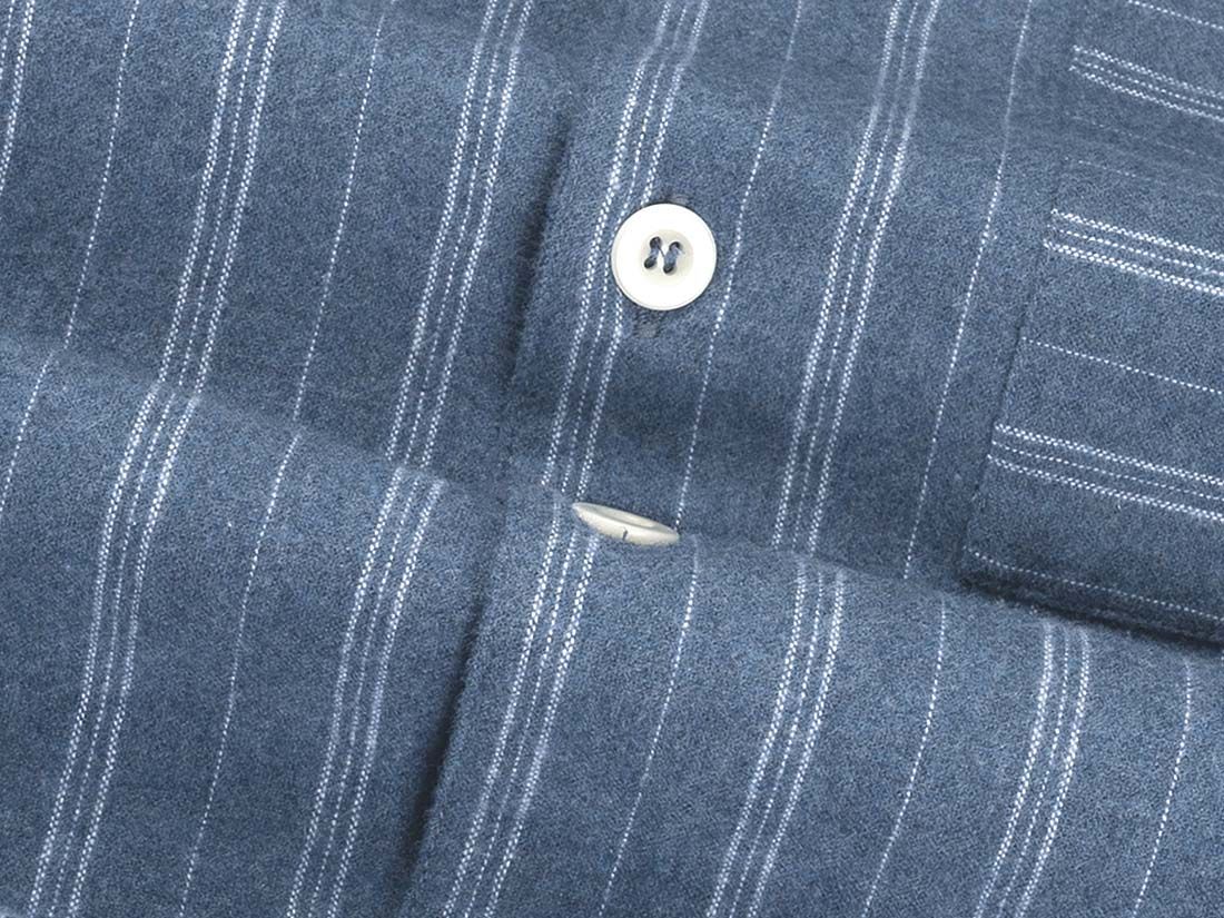 Ensemble de pyjama flanelle de coton pour homme bleu denim à rayures blanches