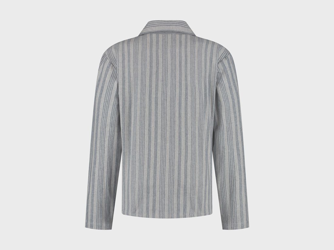 Pyjamasjacka herr flanell light grey/blue stripe