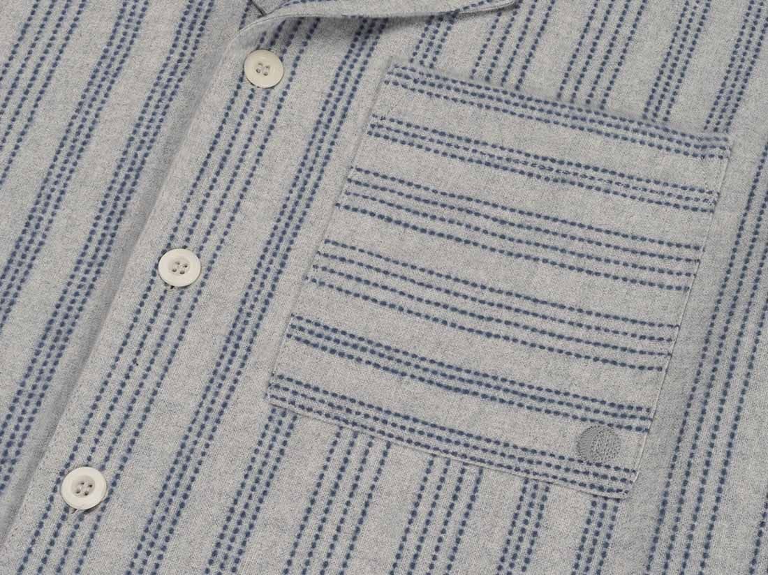 Pyjamasjacka herr flanell light grey/blue stripe