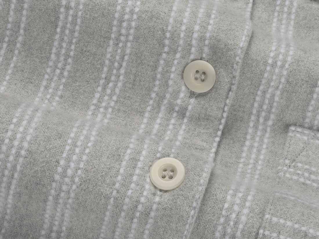 Pyjamaoberteil Damen Flanell Light Grey/white Stripe