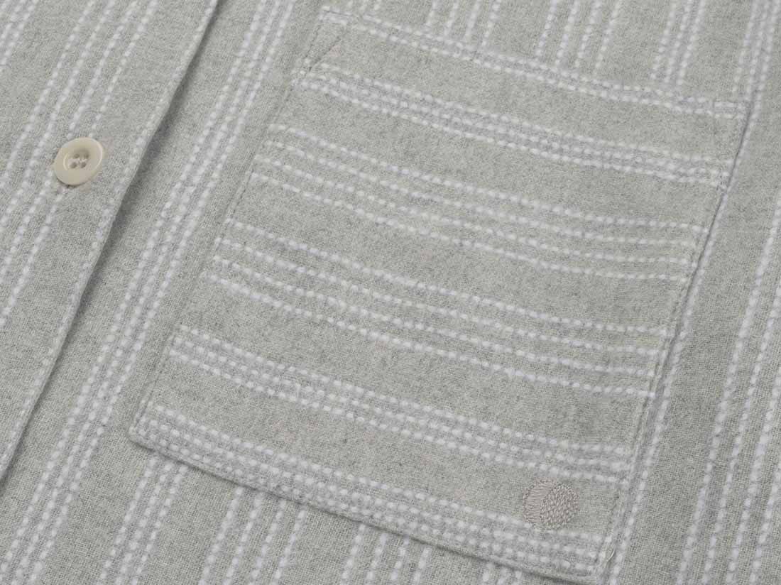 Pyjamaoberteil Damen Flanell Light Grey/white Stripe