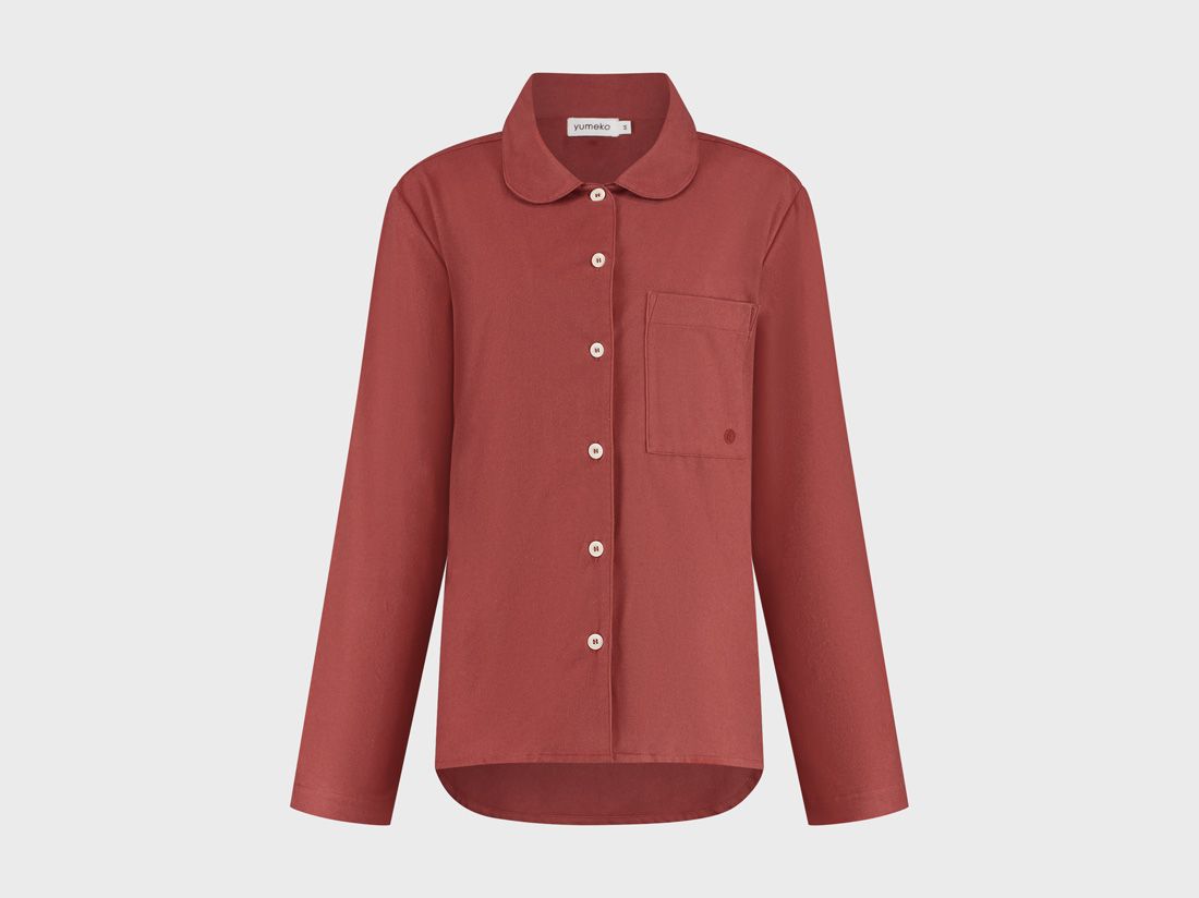 Pyjamaoberteil Damen Flanell Red Velvet