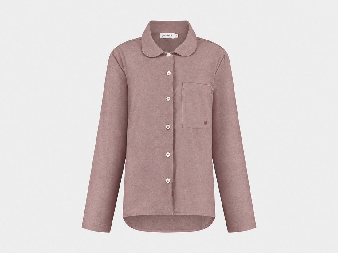 Pyjamashirt dames flanel mauve chambray