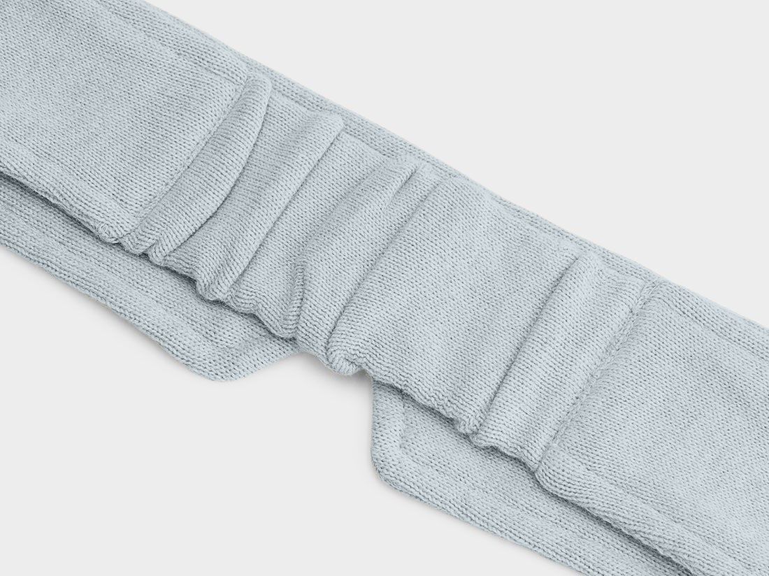 Sovemaske strikket bomuld faded blue