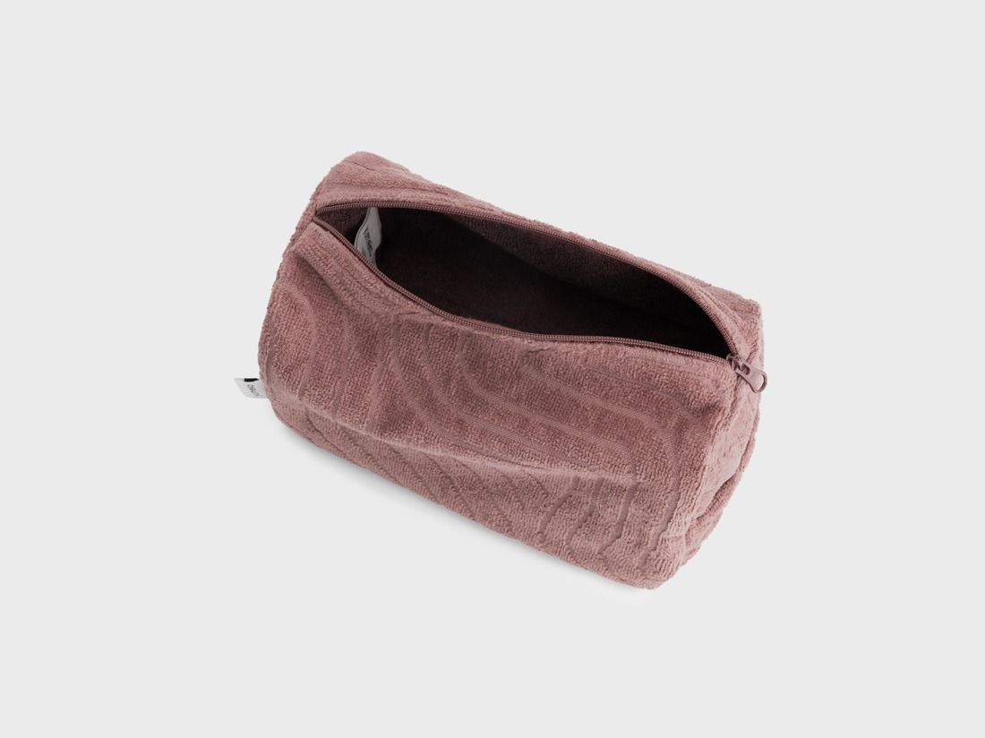 Trousse de toilette en velours rose poudré