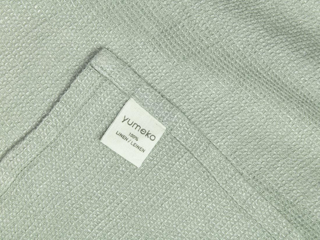 Serviette lin lavé gaufré vert brumeux - 1 pc