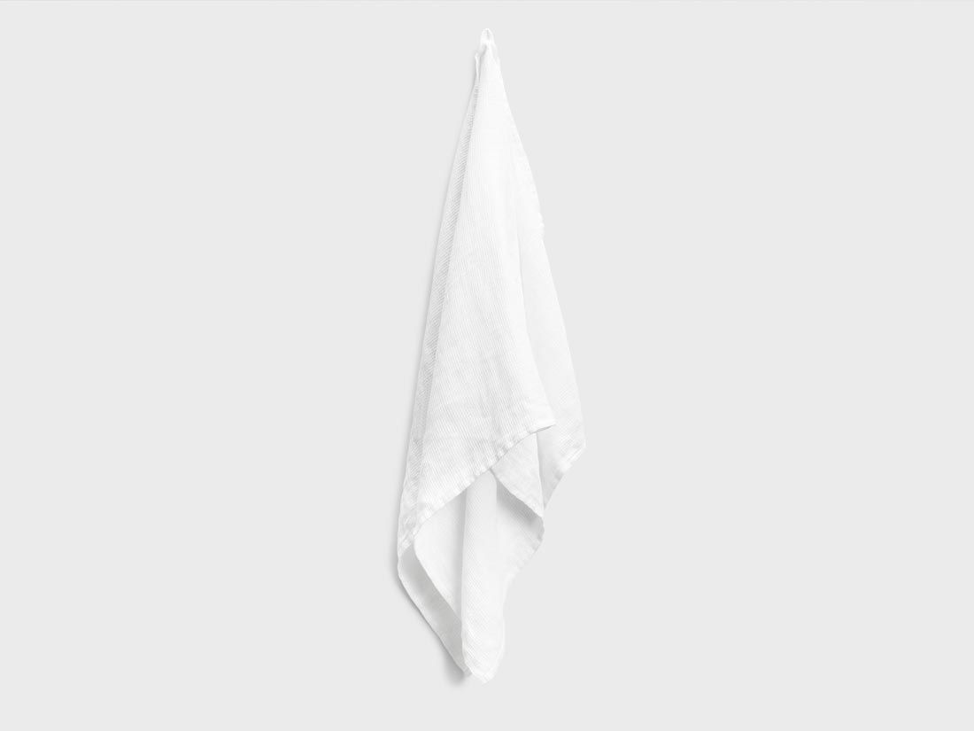 Serviette lin lavé gaufré blanc pur - 1 pc