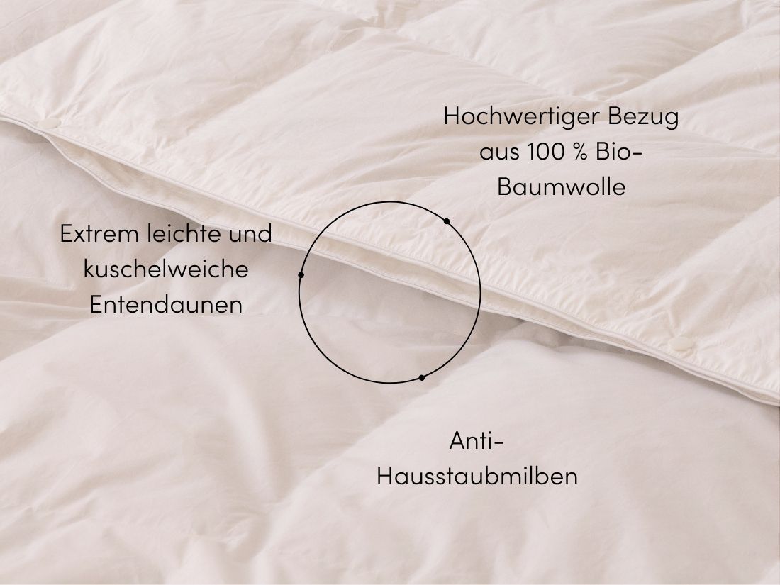 Daunendecke Übergang