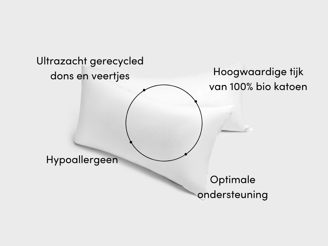 Kussen zijslaper gerecycled halfdons 35x160 medium