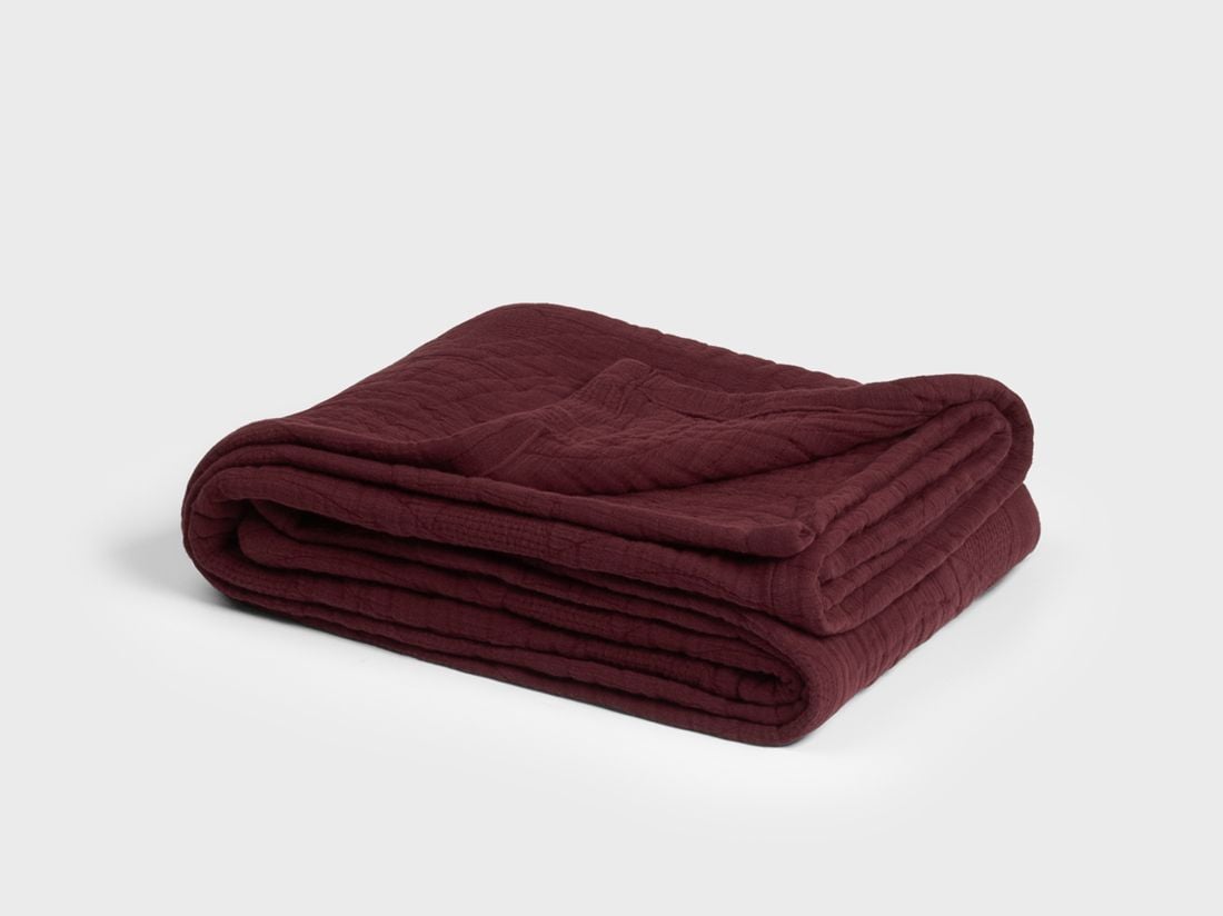 Sengetæppe til børn bomuldsmuslin arch bordeaux 100x150