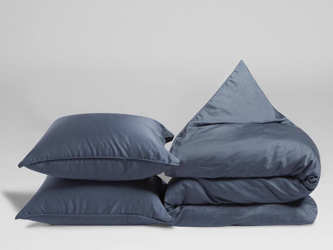 Bettwäscheset Gewaschener Baumwollsatin Blue