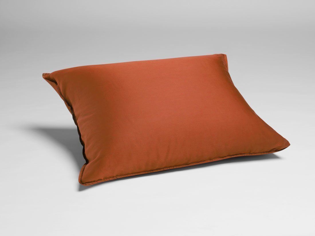 Taie d'oreiller satin de coton lavé bronze