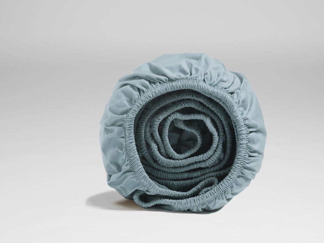 Drap-housse percale de coton bleu pétrole 180x200x30