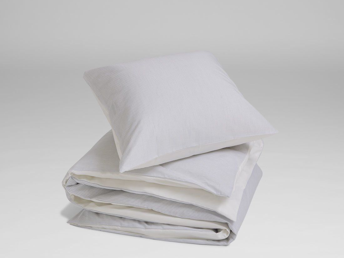 TENCEL™-Bettwäsche Doubleface White Stripe/Pure White 155x220 + 1/80x80
