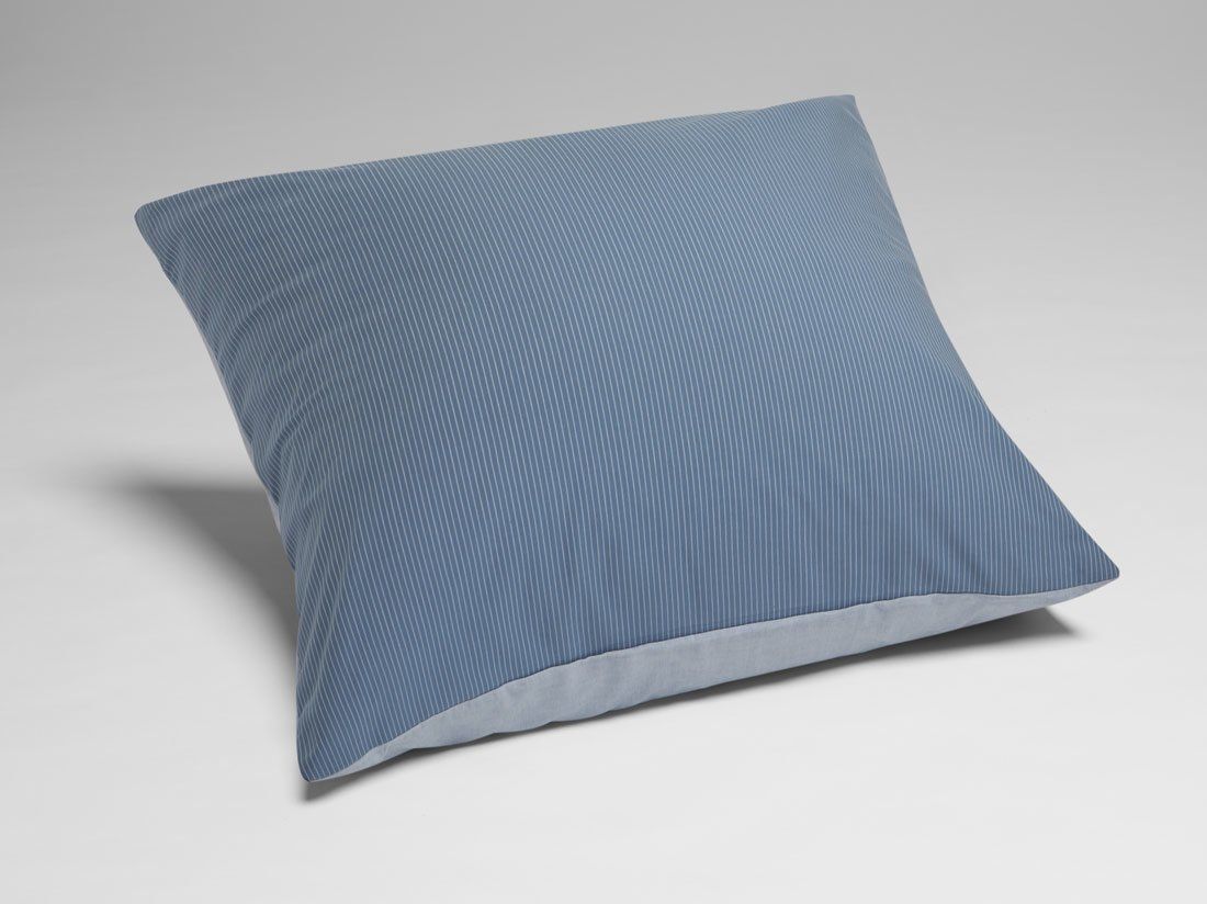 Kissenbezug TENCEL™ Doubleface Blue Stripe/Blue Chambray 80x80