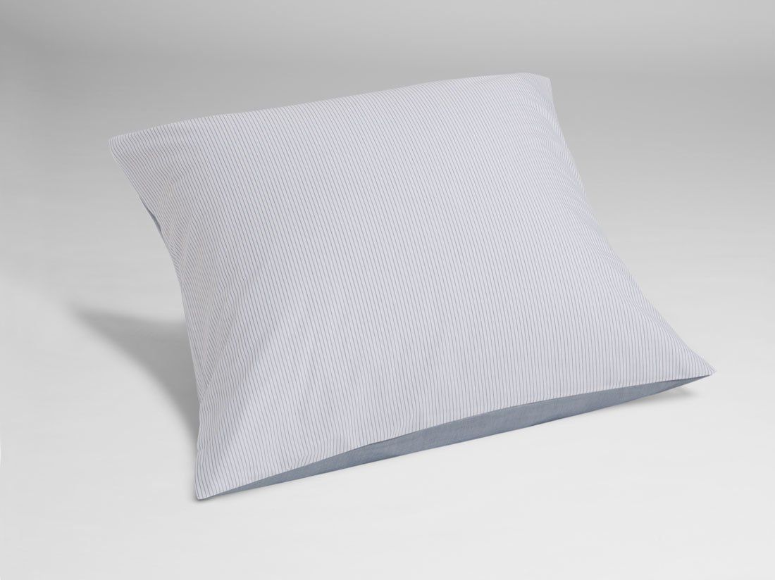 Kissenbezug TENCEL™ Doubleface White Stripe/Blue Chambray 80x80