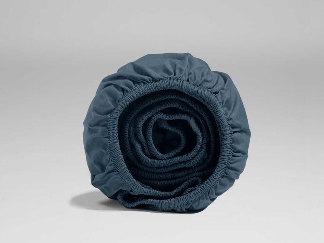 Drap-housse percale de coton bleu 140x200x30