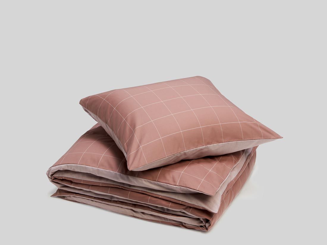 TENCEL™-Bettwäsche Doubleface Rose Check/Chambray 135x200 + 1/80x80