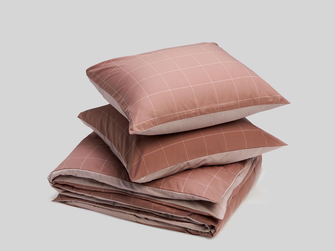 TENCEL™-Bettwäsche Doubleface Rose Check/Chambray 200x220 + 2/80x80